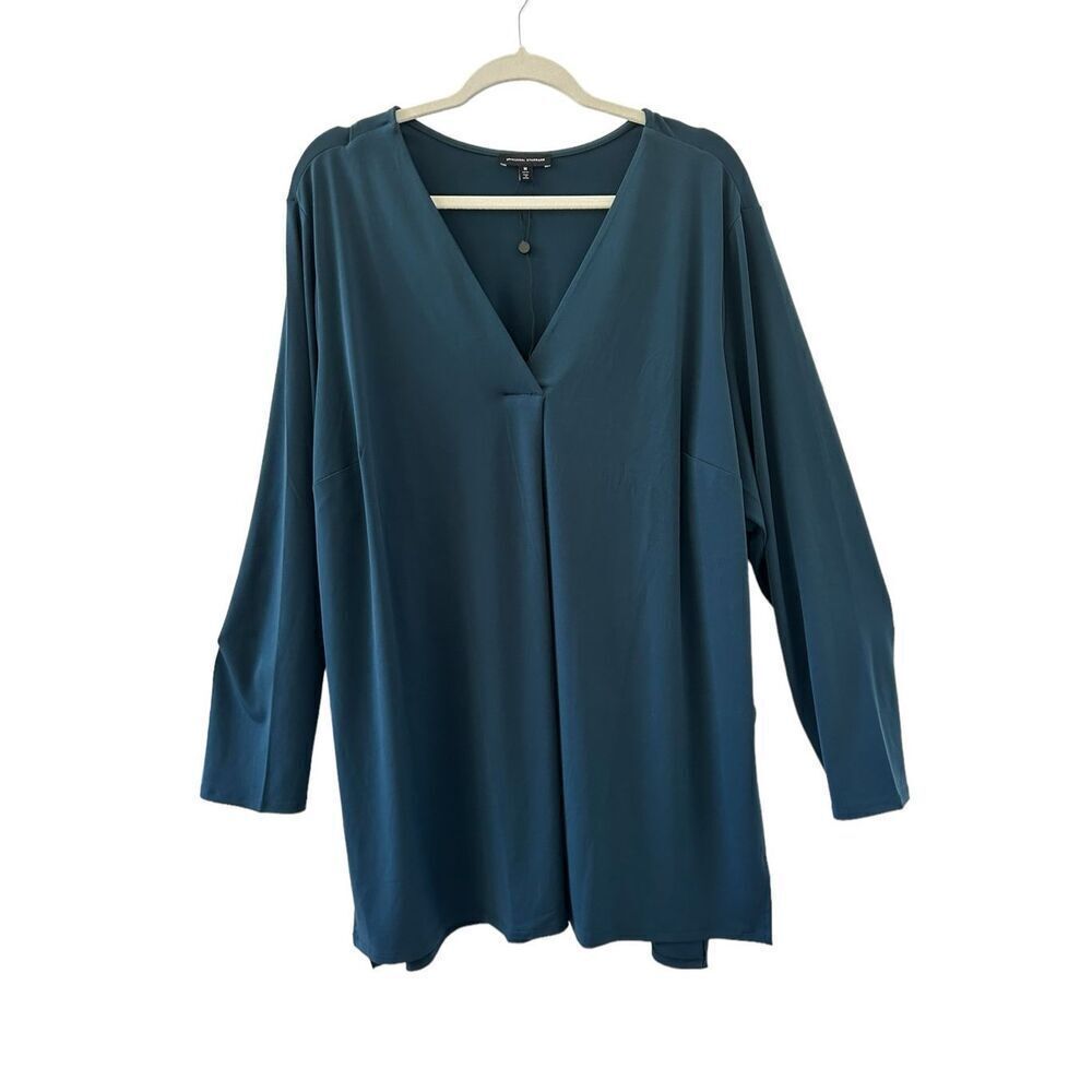 Universal Standard Long Sleeve V-Neck Clean Column Tunic Deep Sea Women's Medium